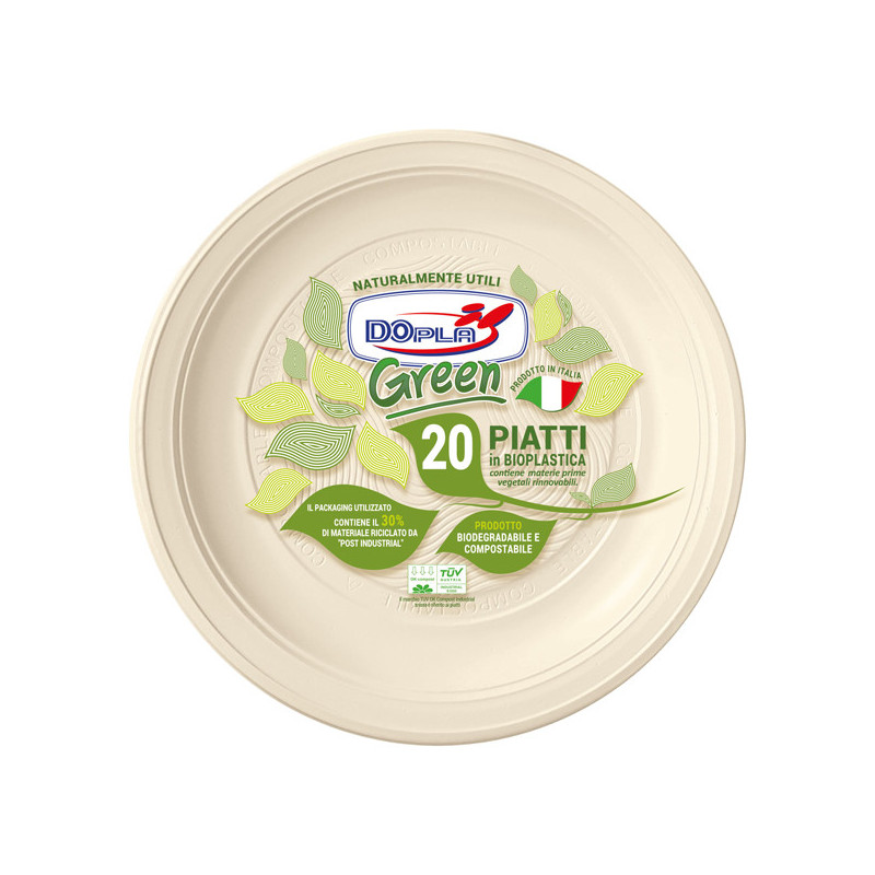 20 Piatti frutta 170mm BIO Mater-bi DOpla Green