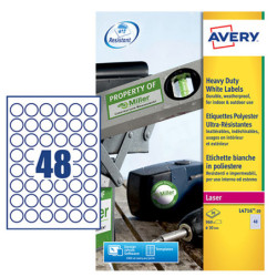 Poliestere adesivo L4716 bianco 20fg A4  30mm (48et/fg) laser Avery