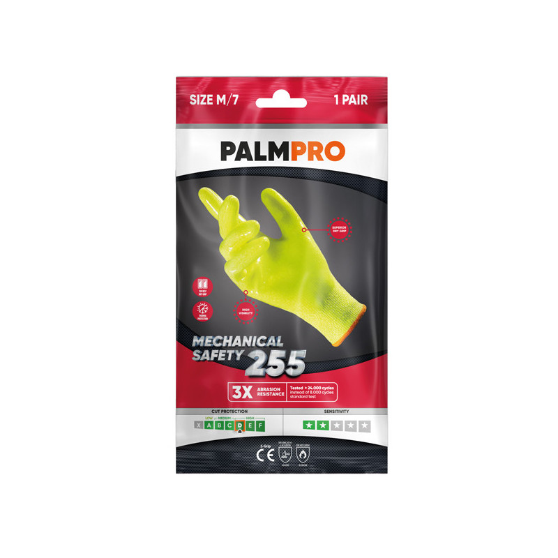 Coppia di guanti mechanical safety giallo fluo palmpro 255 tg.M Icoguanti