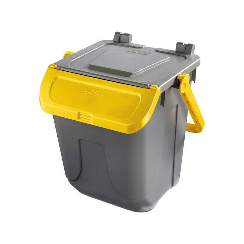 Contenitore portarifiuti Ecology 25Lt c/sportello e maniglione giallo