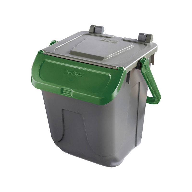 Contenitore portarifiuti Ecology 25Lt c/sportello e maniglione verde