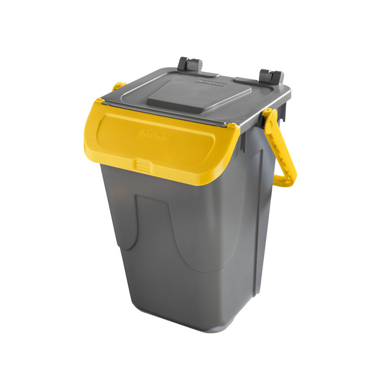 Contenitore portarifiuti Ecology 35Lt c/sportello e maniglione giallo