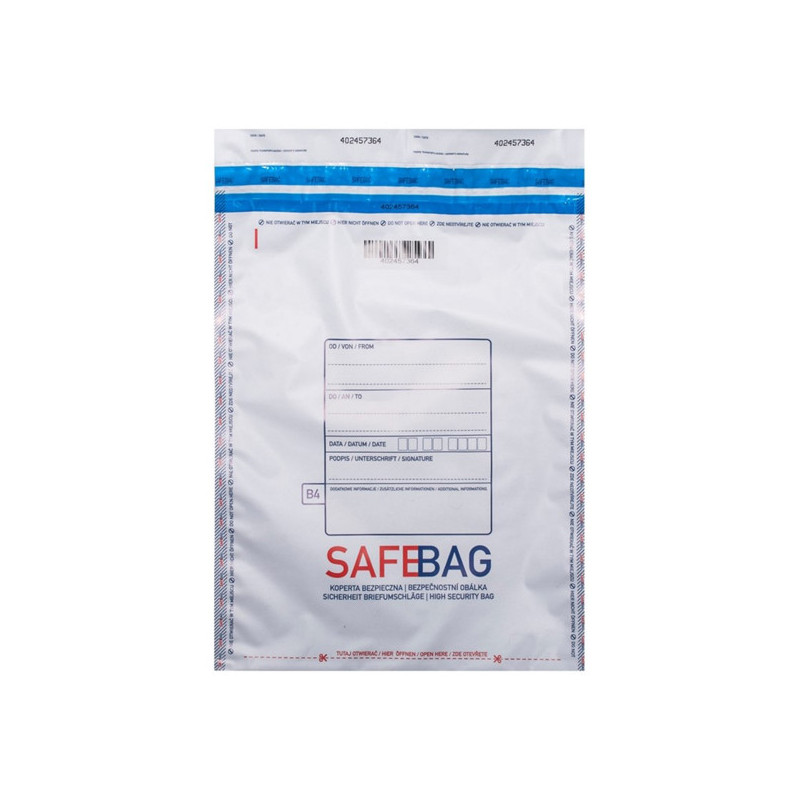 100 Sacchetti di sicurezza bianchi Safe Bag per corrieri B5 18,6x25,5+4cm