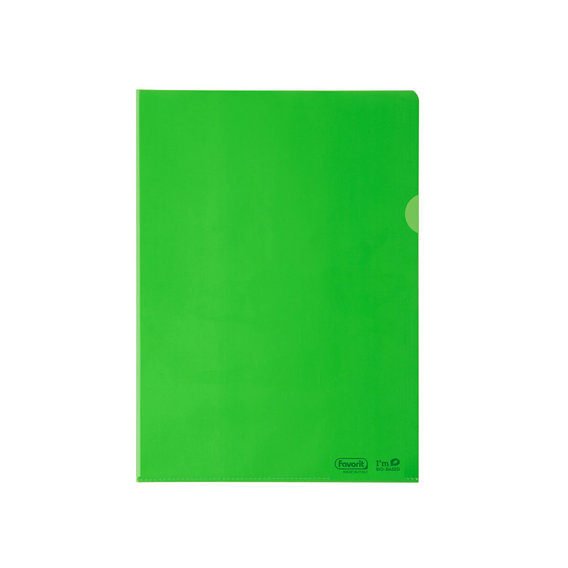 25 cartelline a L 22X30 PE Bio-Based verde liscio superior Favorit