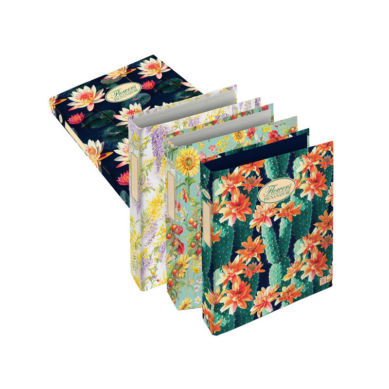 Raccoglitore a 4 anelli Pigna Nature Flowers 18,5x22cm anelli 30mm