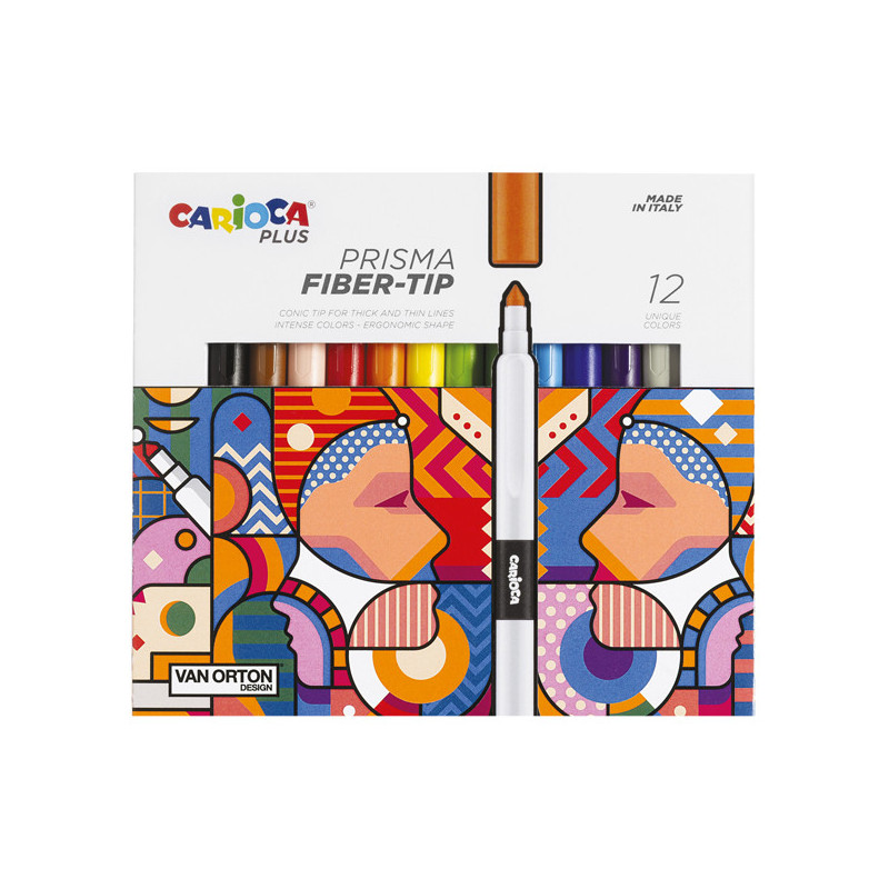 Astuccio 12 pennarelli Prisma colori assortiti Carioca Plus