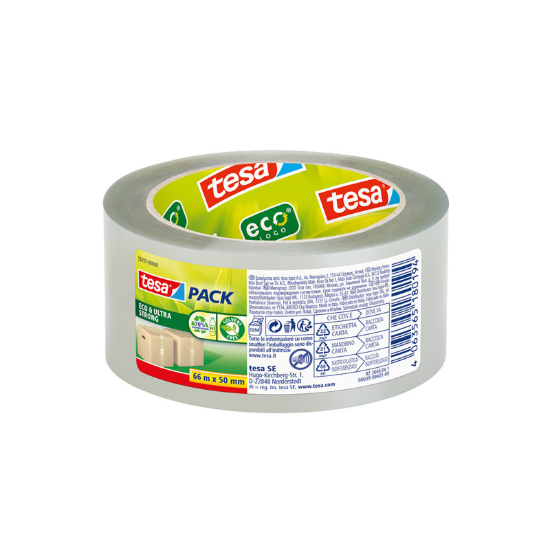 Nastro adesivo 66mt x 50mm Tesapack Eco ultra strong ecoLogo trasparente Tesa