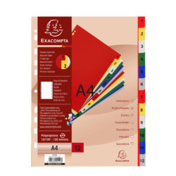 Divisori numerici 1-12 A4 - Ppl opaco Colori assortiti 46971E Exacompta