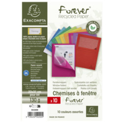 Conf.10 cartelle con finestra Forever 22X31cm Colori assortiti 50200E Exacompt