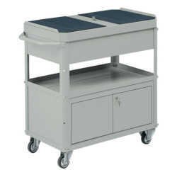 Carrello 2 vasche da 80x45cm con baule e portattrezzi grigio