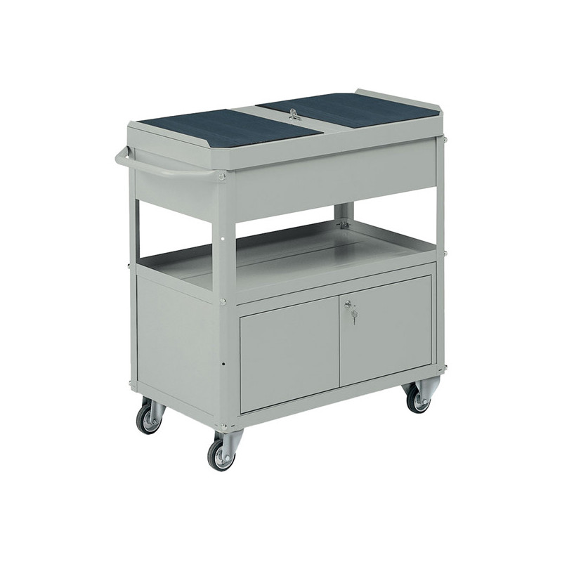 Carrello 2 vasche da 80x45cm con baule e portattrezzi grigio