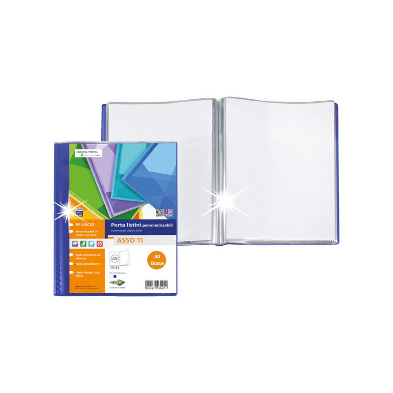 Portalistini personalizzabile ASSO TI 15x21cm 40 buste blu Sei Rota