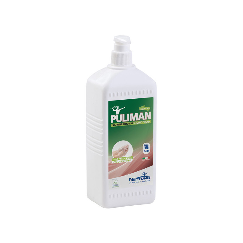 Sapone liquido Puliman Ecolabel in flacone da 1Lt con dosatore Nettuno