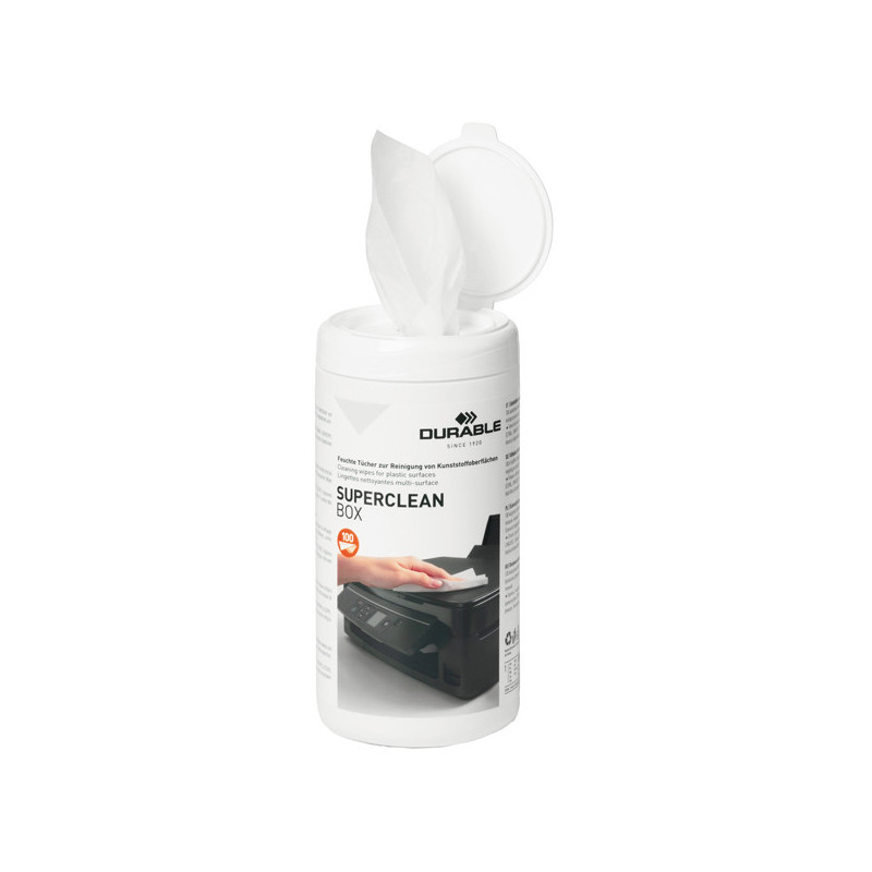 Salviette Detergenti per superfici in plastica SUPERCLEAN BOX 100pz- Durable