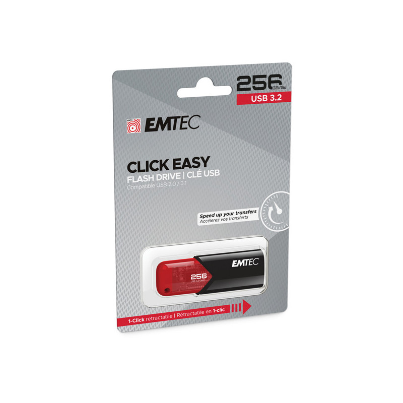 Emtec Memoria USB B110 USB3.2 Clickeasy 256GB rossa