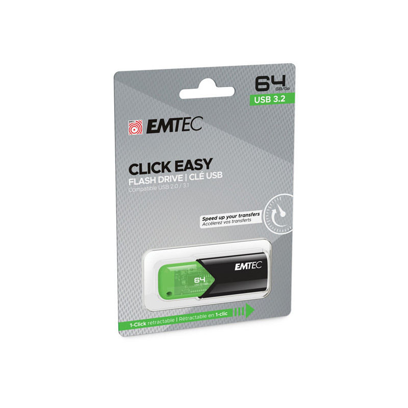 Emtec Memoria USB B110 USB3.2 Clickeasy 64GB verde