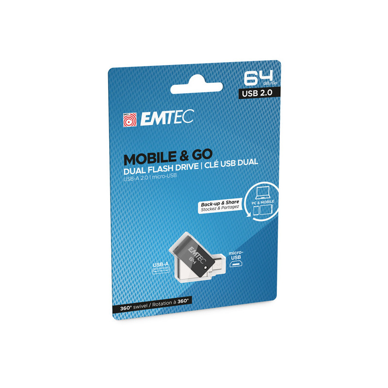 Emtec Dual USB2.0 micro-USB T260 64GB