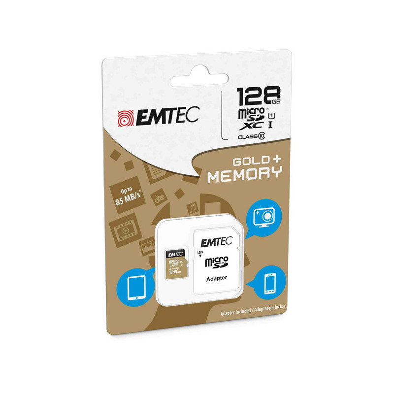 MICRO SDXC EMTEC 128GB CLASS 10 GOLD + CON ADATTATORE