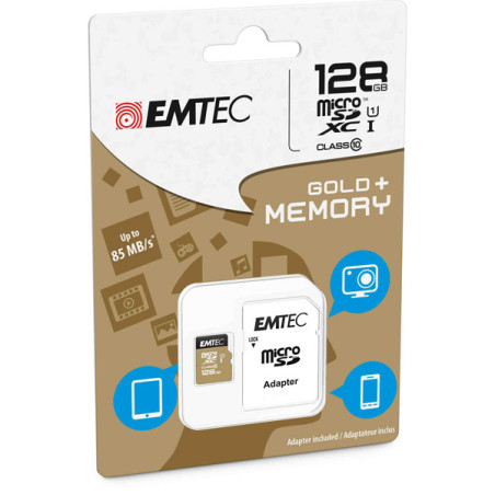 MICRO SDXC EMTEC 128GB CLASS 10 GOLD + CON ADATTATORE