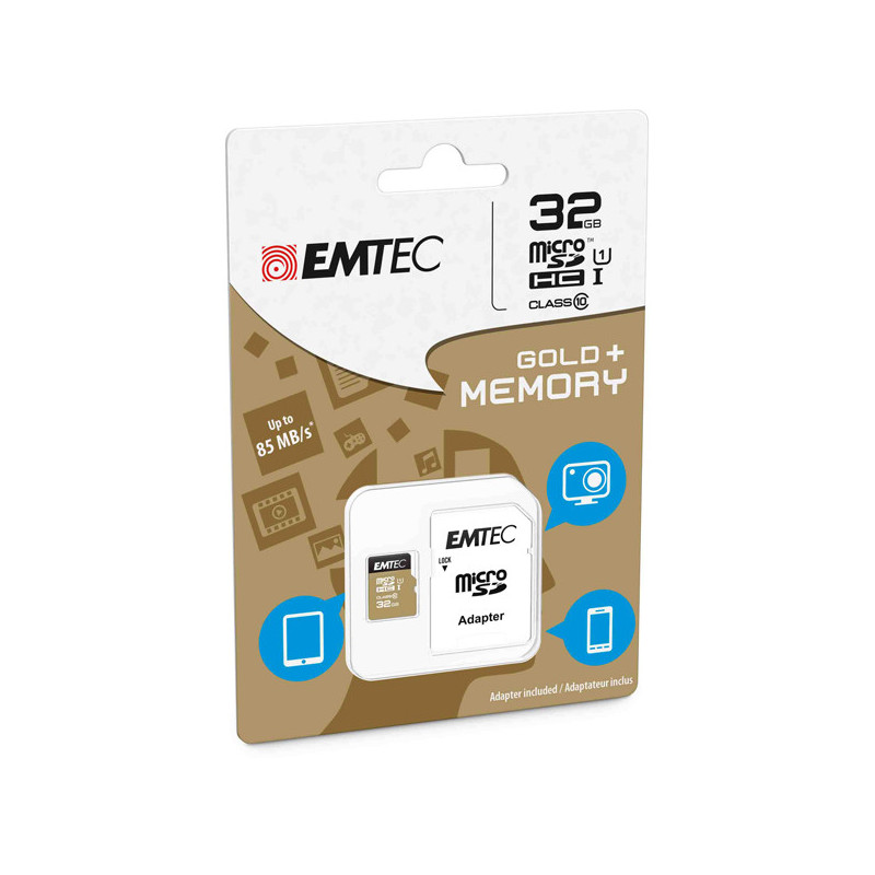 MICRO SDHC EMTEC 32GB GOLD + CON ADATTATORE