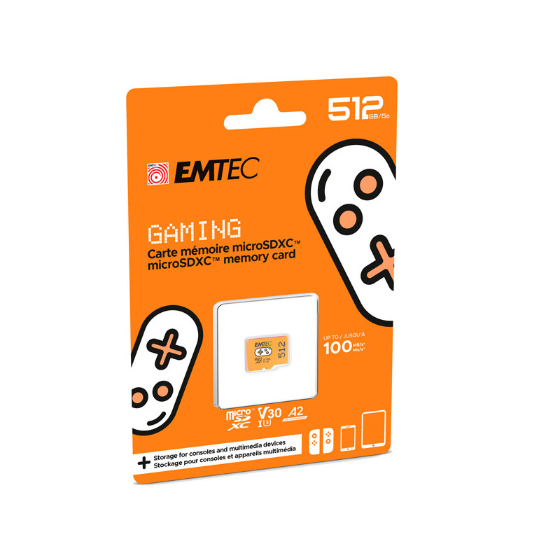 Emtec mSD 512GB UHS I U3 V30 A2 Gaming Arancione