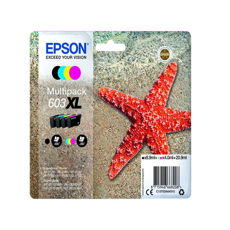 Cartucce di inchiostro Epson Multipack BK/C/M/Y XL serie 603 Stella Marina