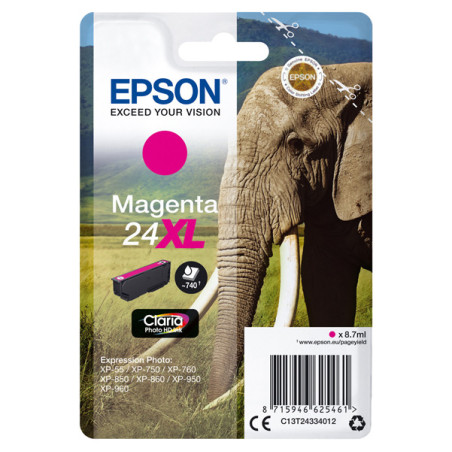 CARTUCCIA MAGENTA CLARIA PHOTO HD SERIE 24XL ELEFANTE BLISTER