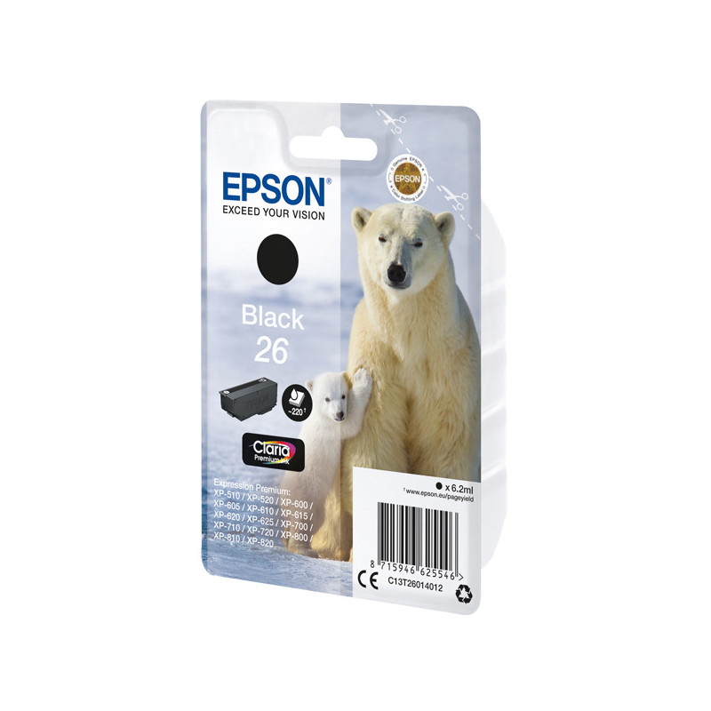 CARTUCCIA NERO EPSON CLARIA PREMIUM SERIE 26/ORSO POLARE IN BLISTER RS