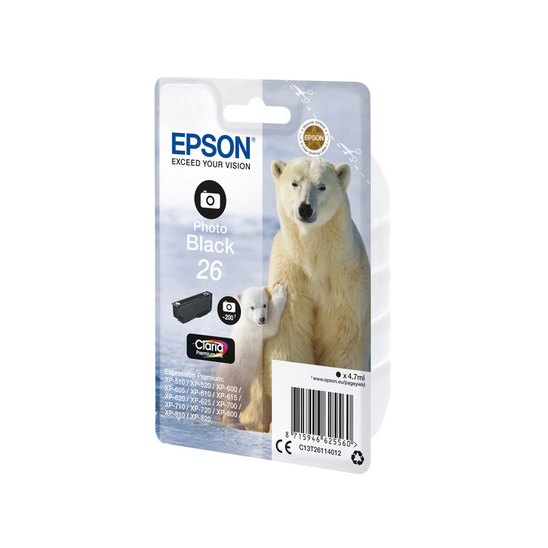 CARTUCCIA NERO-FOTO EPSON CLARIA PREMIUM SERIE 26/ORSO POLARE IN BLISTER RS