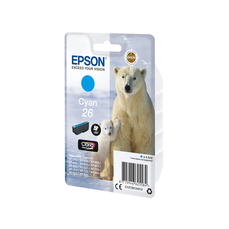 CARTUCCIA CIANO EPSON CLARIA PREMIUM SERIE 26/ORSO POLARE IN BLISTER RS