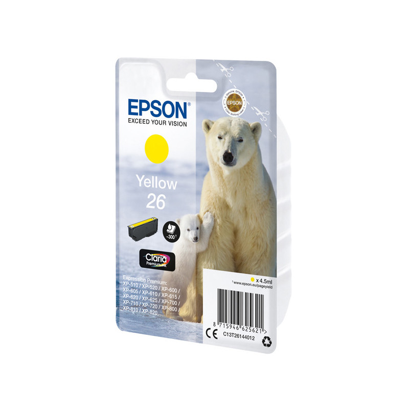 CARTUCCIA GIALLO EPSON CLARIA PREMIUM SERIE 26/ORSO POLARE IN BLISTER RS