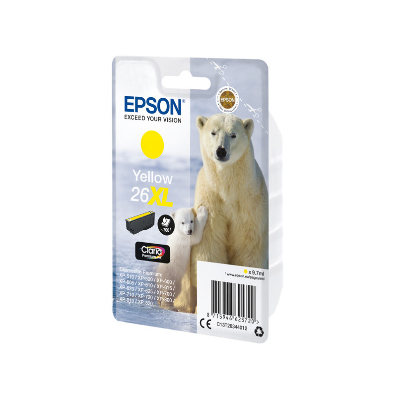 CARTUCCIA GIALLO EPSON CLARIA PREMIUM, SERIE 26XL/ORSO POLARE, IN BLISTER