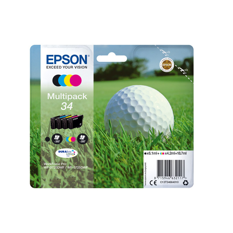 CONF. 4 CARTUCCE INK MULTIPACK 1 PER COLORE 34 PALLINA DA GOLF