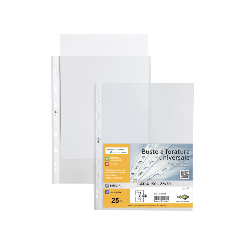 25 buste forate ATLA 150 BA 22x30cm pesanti SEI ROTA