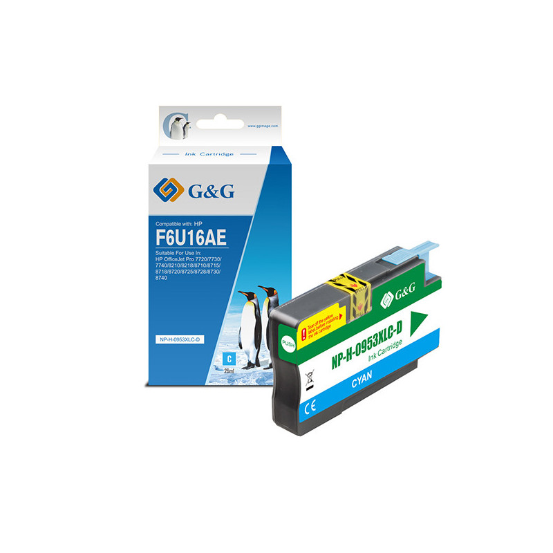 Cartuccia ink compatibile GG Ciano per HP Officejet 8702 AIOPro 8210/8211/8218