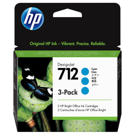 Confezione da 3 cartucce HP di inchiostro ciano DesignJet HP 712 da 29 ml