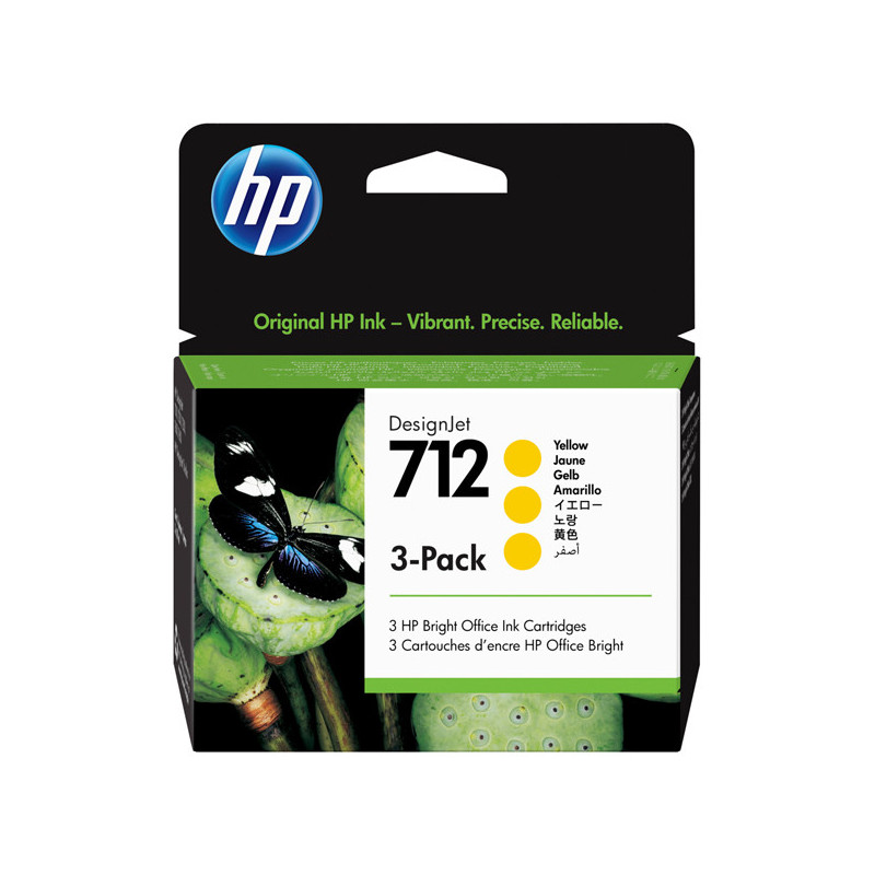 Confezione da 3 cartucce di inchiostro HP giallo DesignJet HP 712 da 29 ml