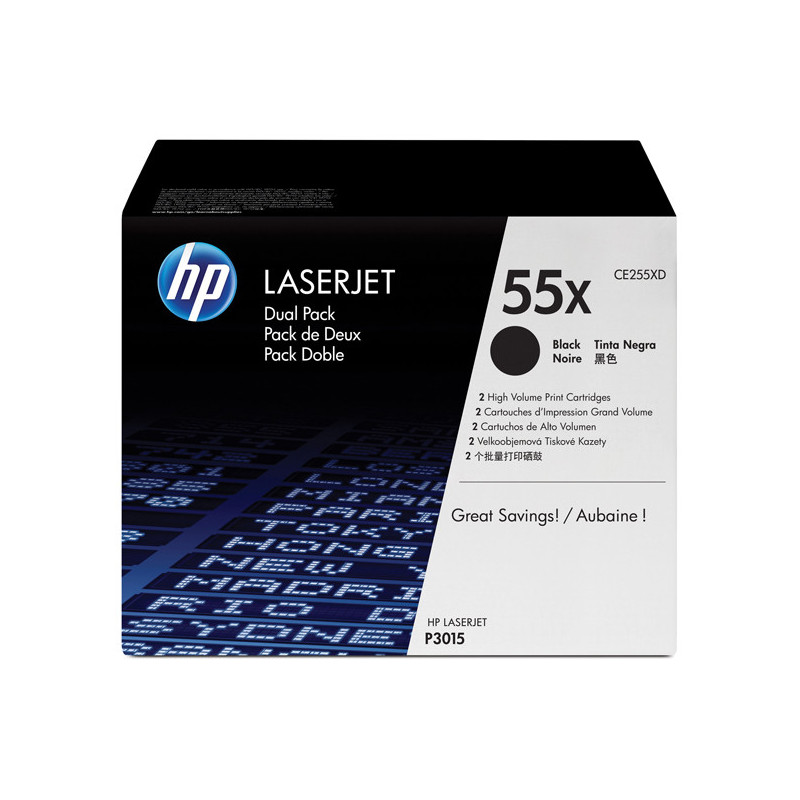 SCATOLA 2 TONER NERO HP LASERJET CE255X LASERJET P-3015DN 12.500PG