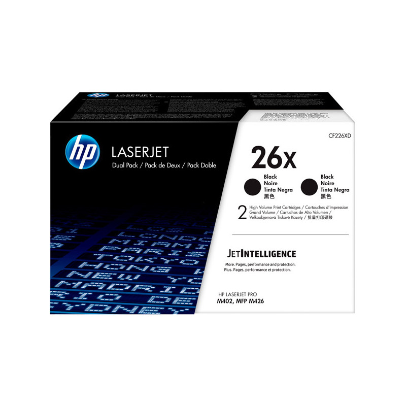 CONFEZIONE DA 2 CARTUCCE TONER NERO ALTA CAPACITA' HP26X