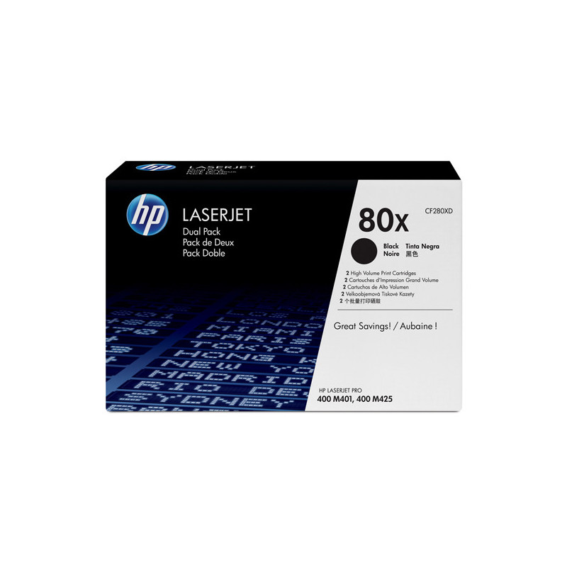 SCATOLA 2 CARTUCCE DI STAMPA NERO HP LASERJET CF280X