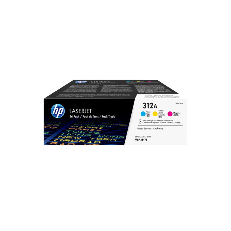 CONFEZIONE 3 CARTUCCE COLORE HP LASERJET 312A CIANO/MAGENTA/GIALLO