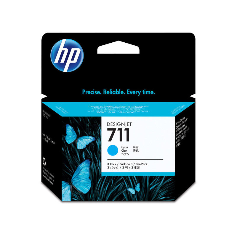 SCATOLA 3 CARTUCCE D'INCHIOSTRO HP 711DA 29 ML CIANO