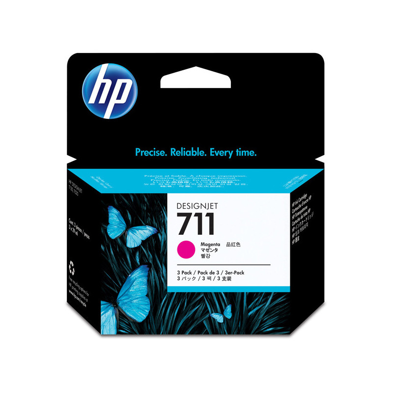 SCATOLA 3 CARTUCCE D'INCHIOSTRO HP 711DA 29 ML MAGENTA