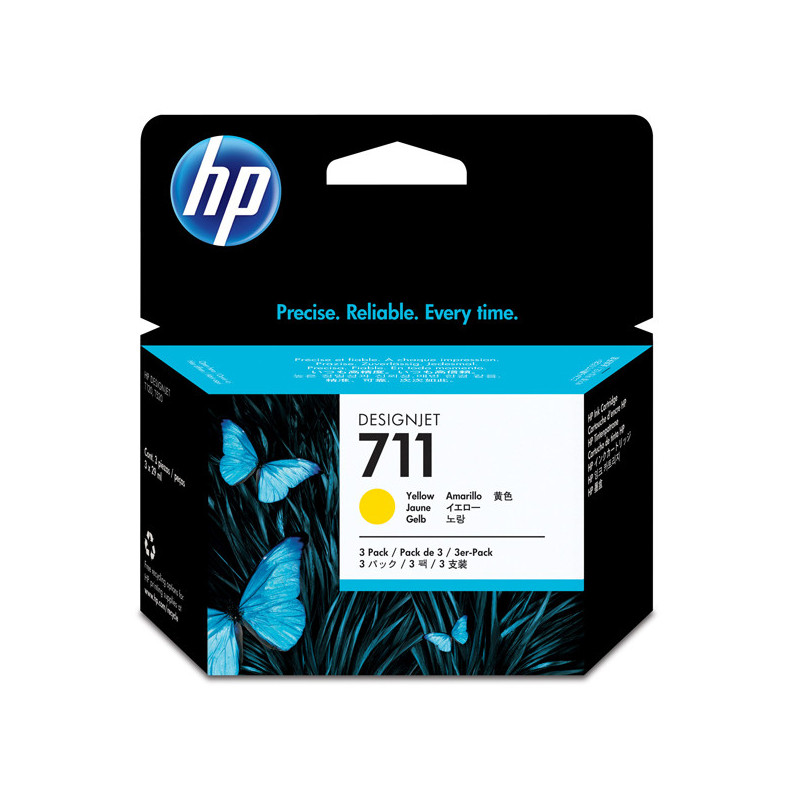 SCATOLA CON 3 CARTUCCE D'INCHIOSTRO HP 711DA 29 ML GIALLO