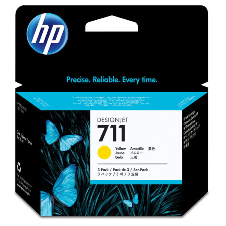 SCATOLA CON 3 CARTUCCE D'INCHIOSTRO HP 711DA 29 ML GIALLO