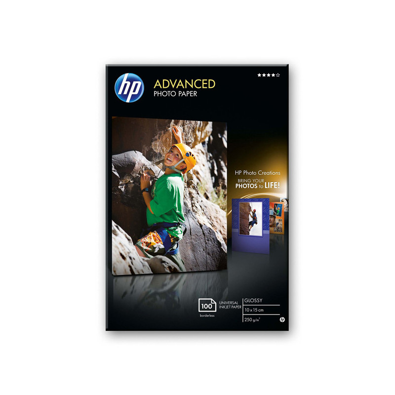 RISMA 25 FG CARTA HP ADVANCED GLOSSY PHOTO PAPER 250 G/Mý-10 X 15 CM BORDERLESS