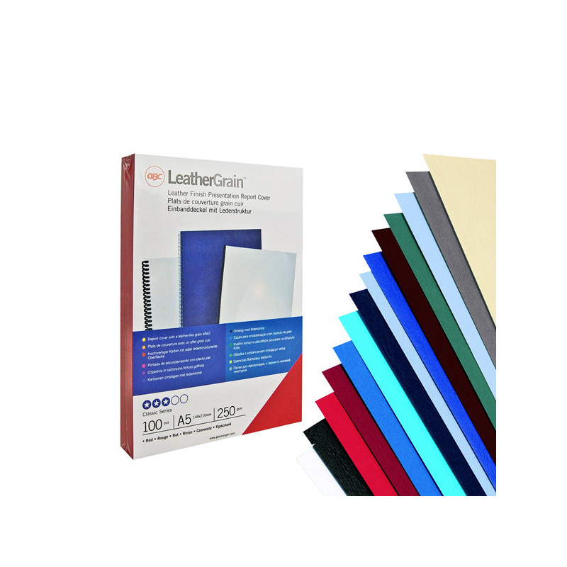 100 COPERTINE LEATHERGRAIN 250GR A4 BLU SCURO GOFFRATO