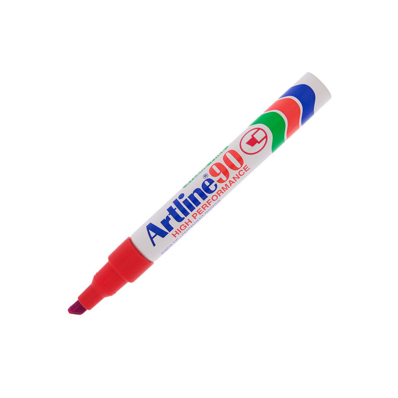 Marcatore artline A 90 permanente punta scalpello rosso