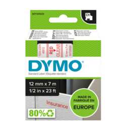 NASTRO DYMO TIPO D1 (12MMX7M) ROSSO/TRASPARENTE 450120