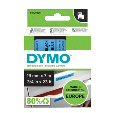 NASTRO DYMO TIPO D1 (19MMX7MT) NERO/BLU 458060